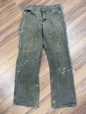 Vintage Dickies Thrashed Workwear Pants Mens 32x30.5 Green Grunge Streetwear